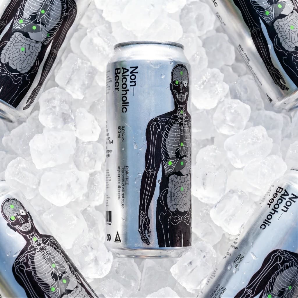 Non-Alcoholic Beer cans in ice